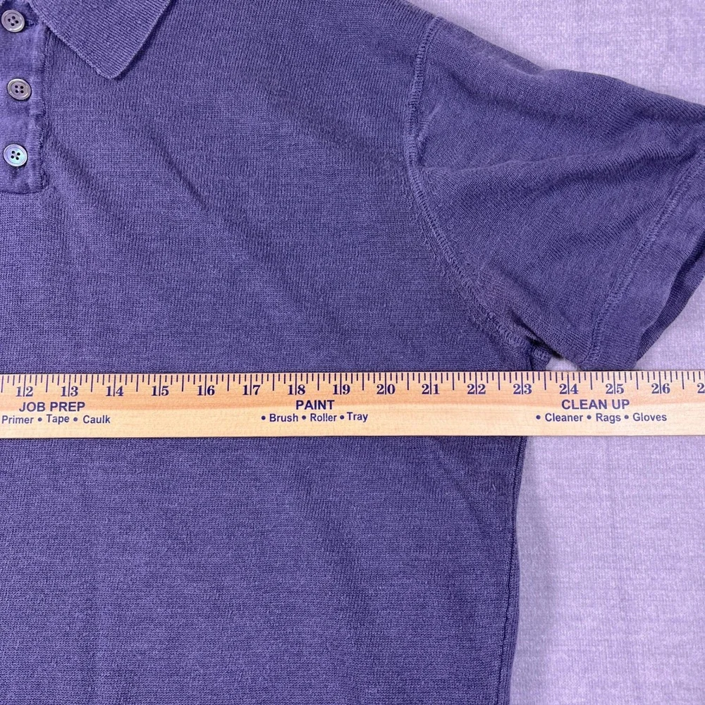 Banana Republic Polo Shirt Linen Cotton Short Sleeve Mens XL Dark Purple Blue